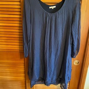 100% silk navy blue dress